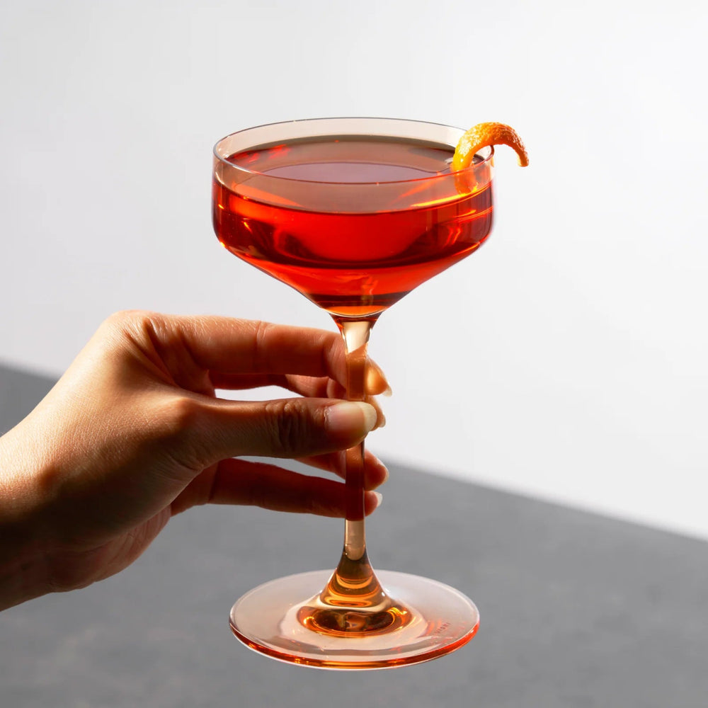 
                      
                        Reserve Nouveau Crystal Coupe Glasses in Amber, Set of 2
                      
                    