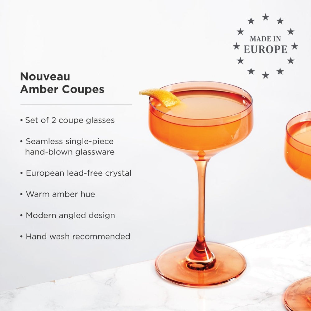 
                      
                        Viski Reserve Nouveau Crystal Coupe Glasses in Amber, Set of 2 - lily & onyx
                      
                    
