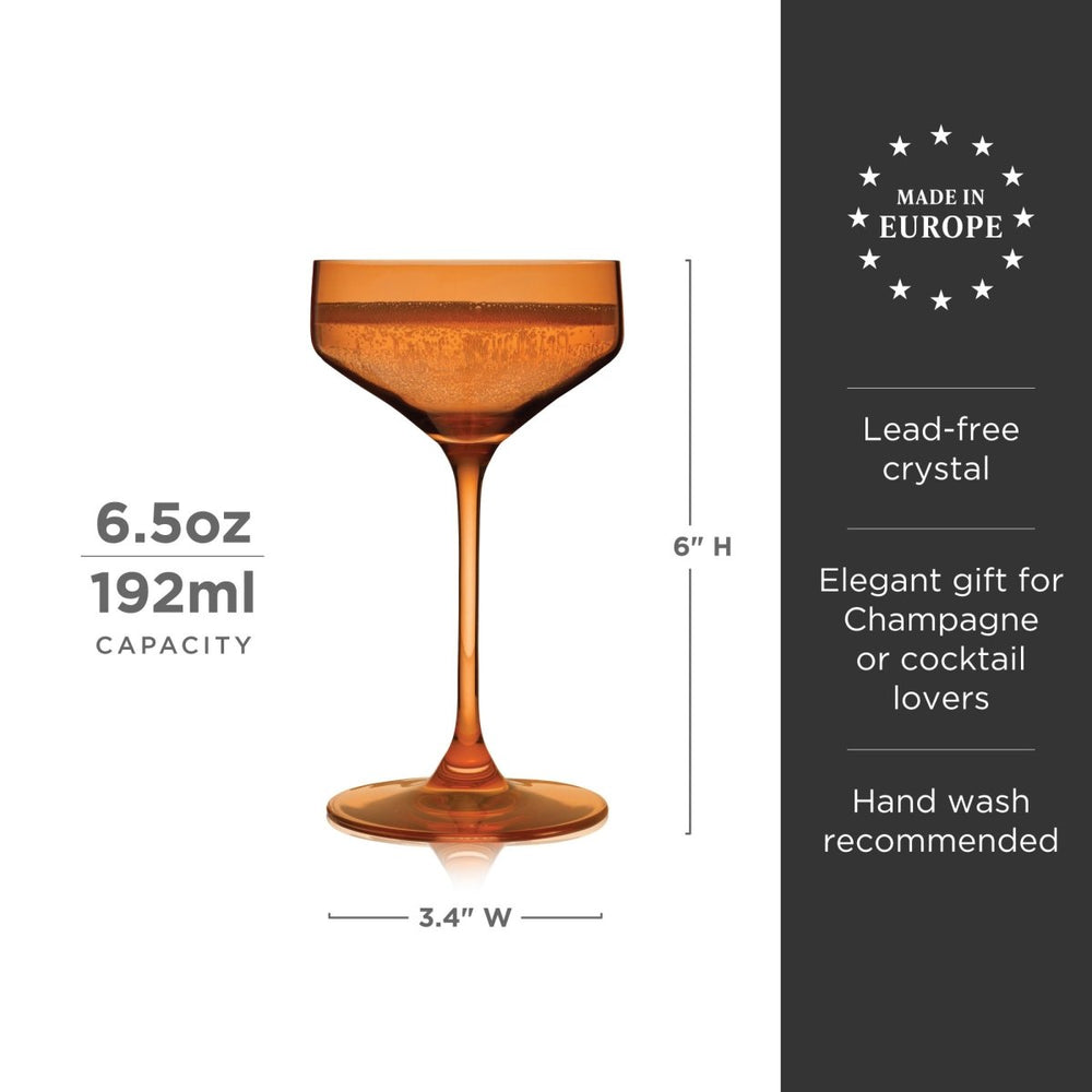 
                      
                        Viski Reserve Nouveau Crystal Coupe Glasses in Amber, Set of 2 - lily & onyx
                      
                    
