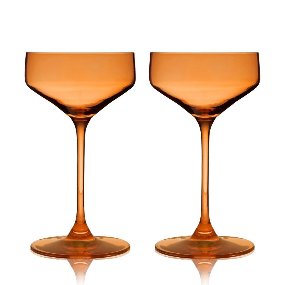 Viski Reserve Nouveau Crystal Coupe Glasses in Amber, Set of 2 - lily & onyx