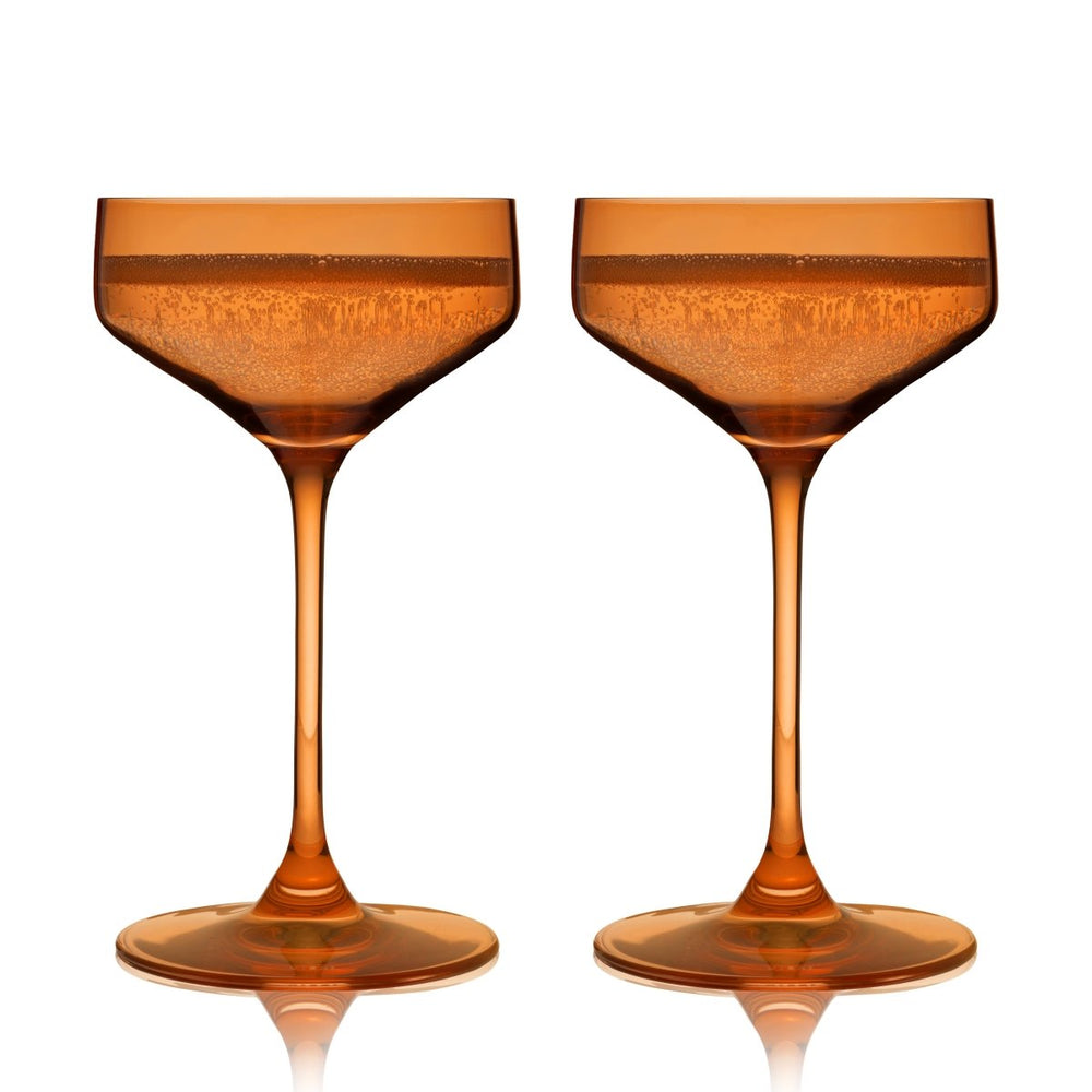 
                      
                        Viski Reserve Nouveau Crystal Coupe Glasses in Amber, Set of 2 - lily & onyx
                      
                    