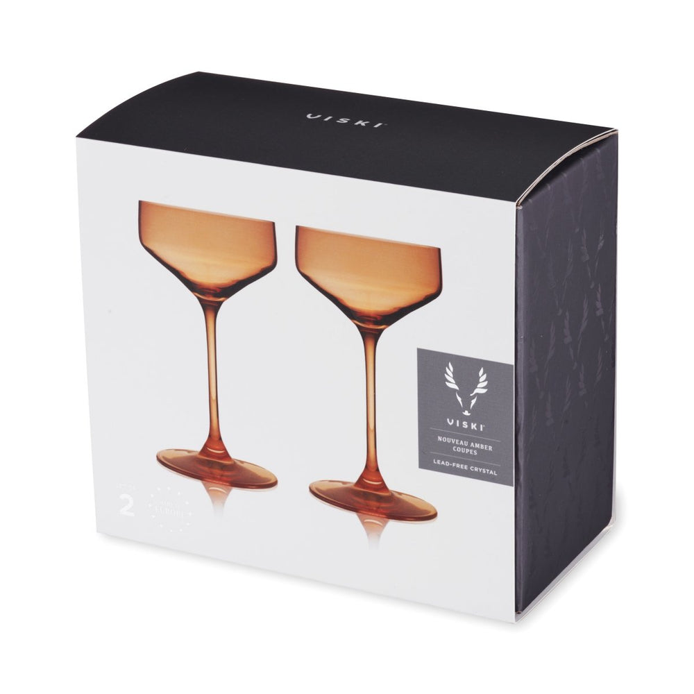 
                      
                        Viski Reserve Nouveau Crystal Coupe Glasses in Amber, Set of 2 - lily & onyx
                      
                    
