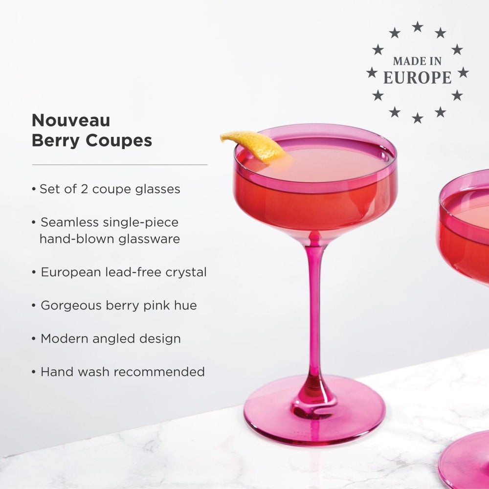 
                      
                        Viski Reserve Nouveau Crystal Coupe Glasses in Berry, Set of 2 - lily & onyx
                      
                    