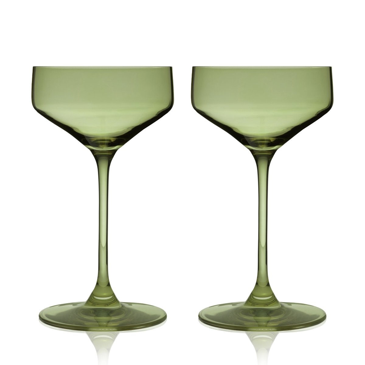 Viski Reserve Nouveau Crystal Coupe Glasses in Sage, Set of 2 - lily & onyx