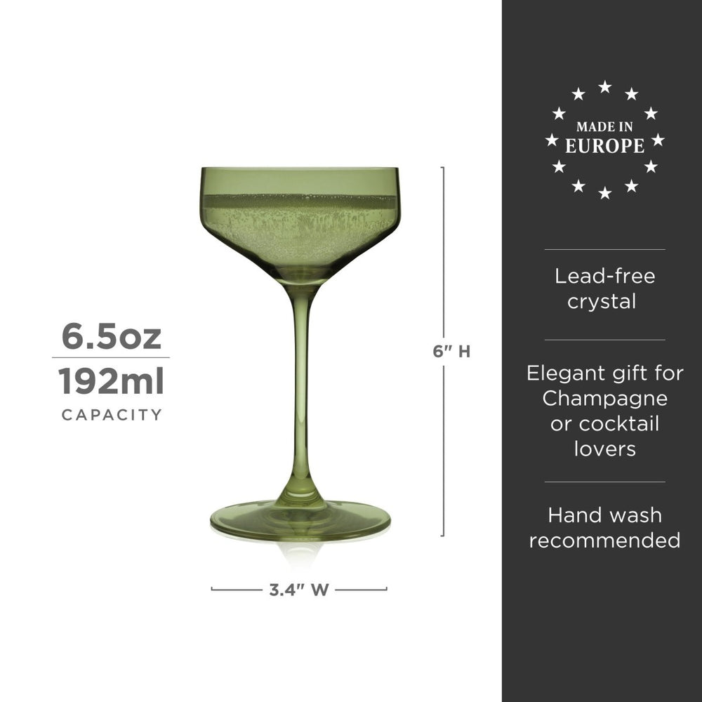 
                      
                        Viski Reserve Nouveau Crystal Coupe Glasses in Sage, Set of 2 - lily & onyx
                      
                    