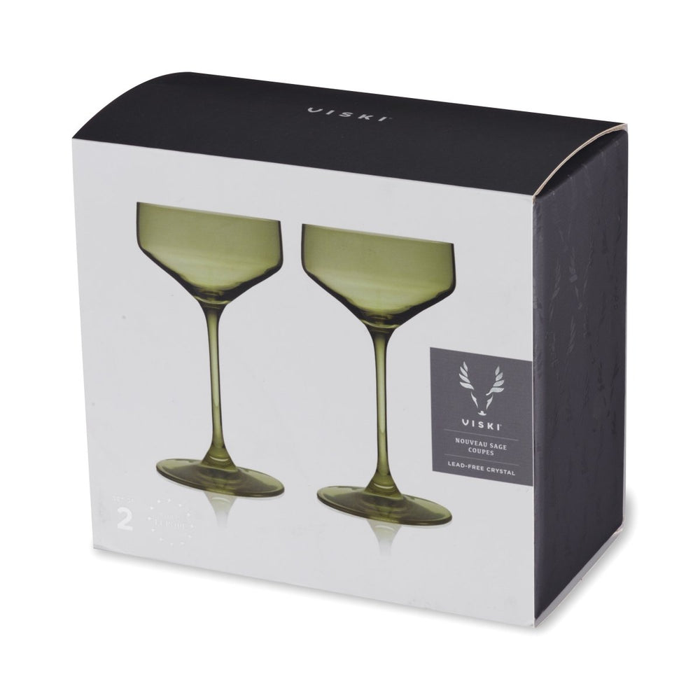 
                      
                        Viski Reserve Nouveau Crystal Coupe Glasses in Sage, Set of 2 - lily & onyx
                      
                    