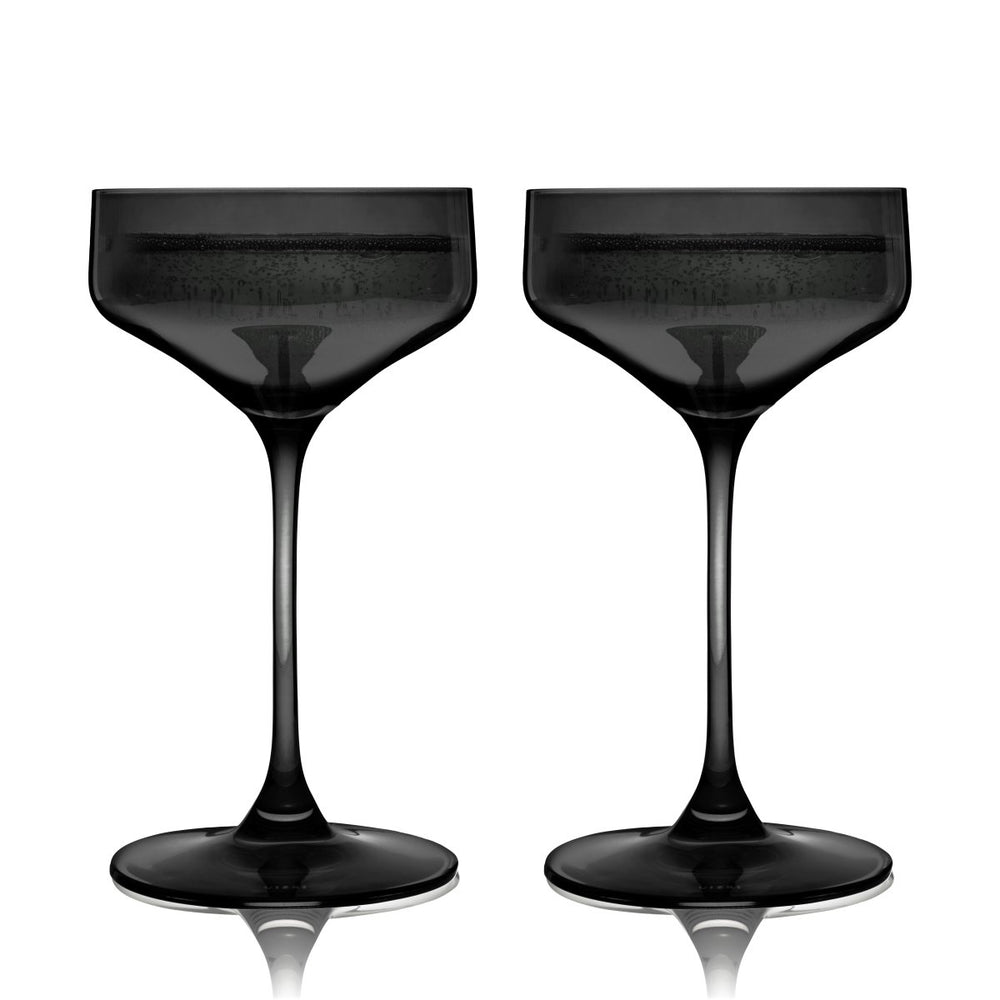 
                      
                        Viski Reserve Nouveau Crystal Coupe Glasses in Smoke, Set of 2 - lily & onyx
                      
                    