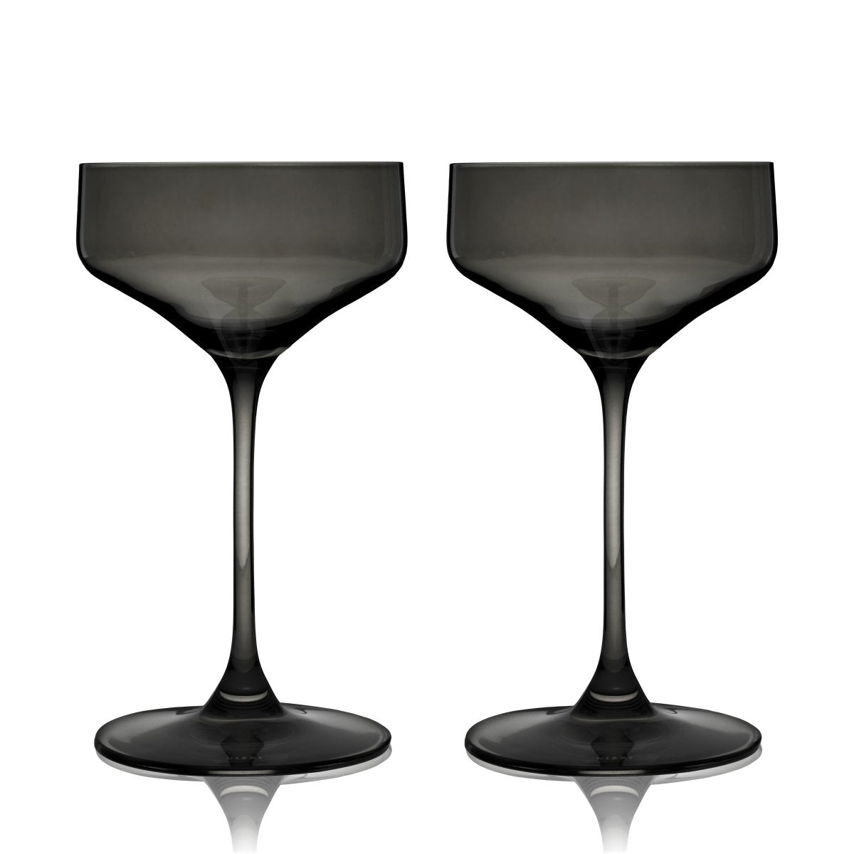 Viski Reserve Nouveau Crystal Coupe Glasses in Smoke, Set of 2 - lily & onyx