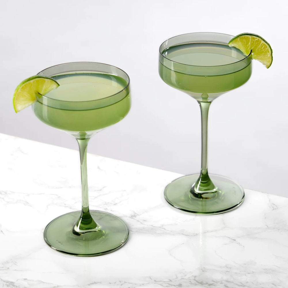 
                      
                        Reserve Nouveau Crystal Coupe Glasses in Sage, Set of 2
                      
                    