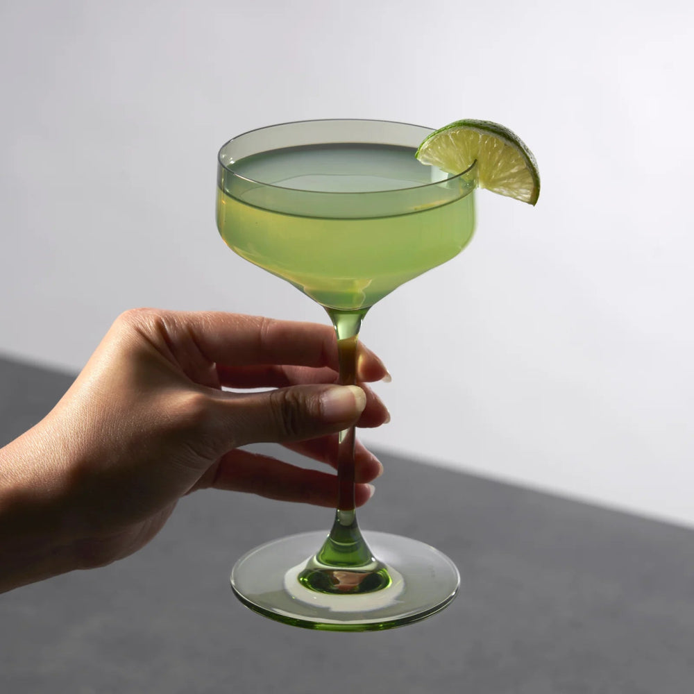 
                      
                        Reserve Nouveau Crystal Coupe Glasses in Sage, Set of 2
                      
                    