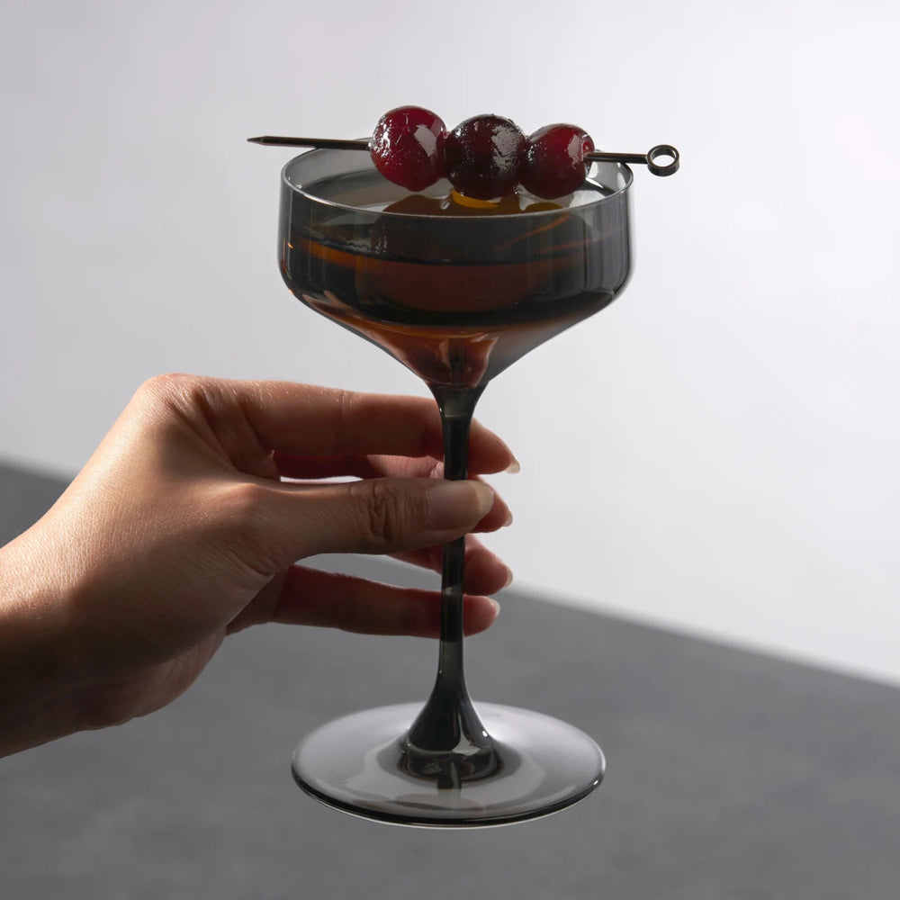 
                      
                        Reserve Nouveau Crystal Coupe Glasses in Smoke, Set of 2
                      
                    