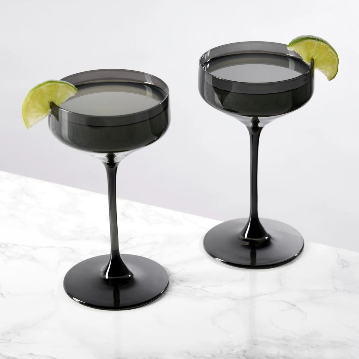 Reserve Nouveau Crystal Coupe Glasses in Smoke, Set of 2
