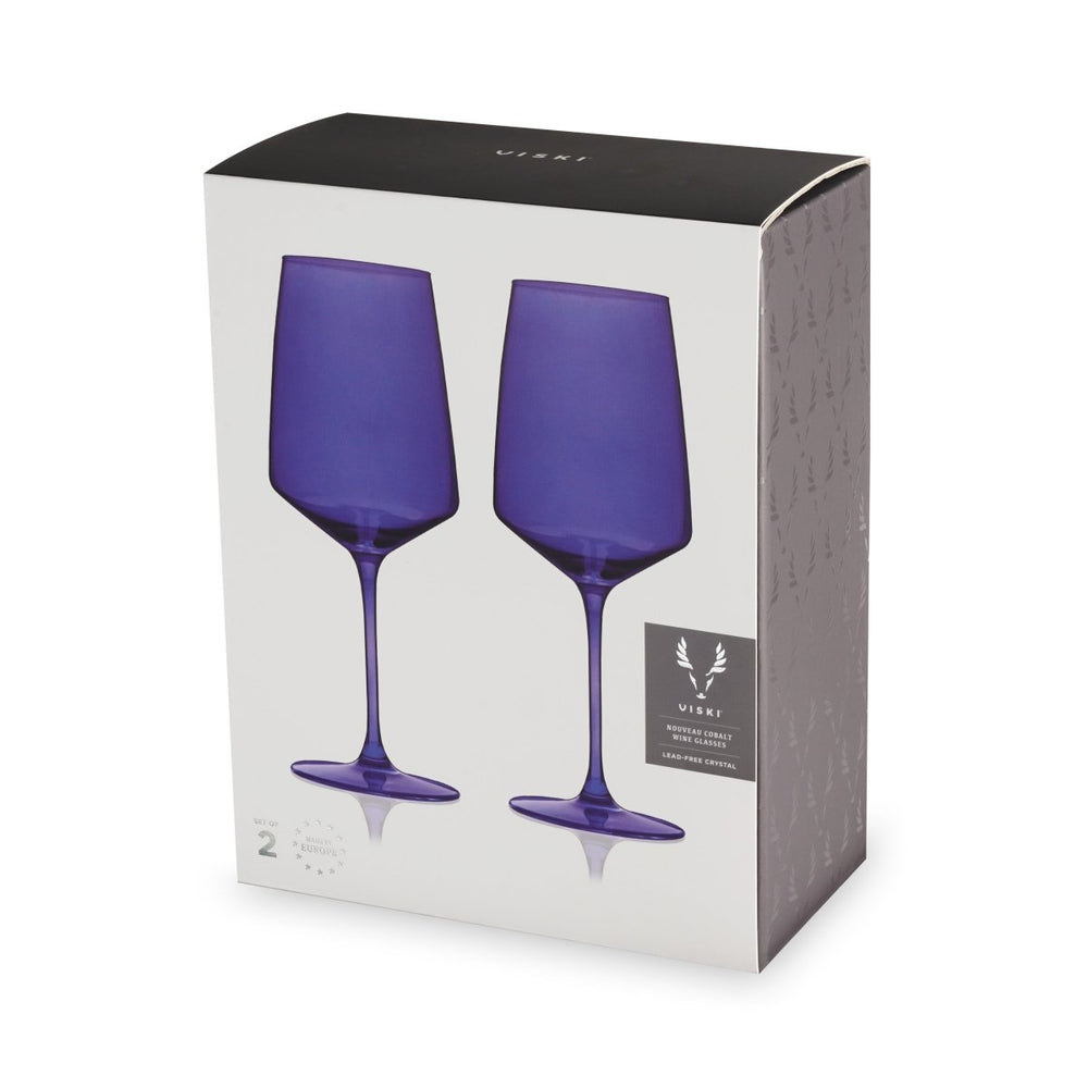 
                      
                        Viski Reserve Nouveau Crystal Wine Glasses in Cobalt, Set of 2 - lily & onyx
                      
                    