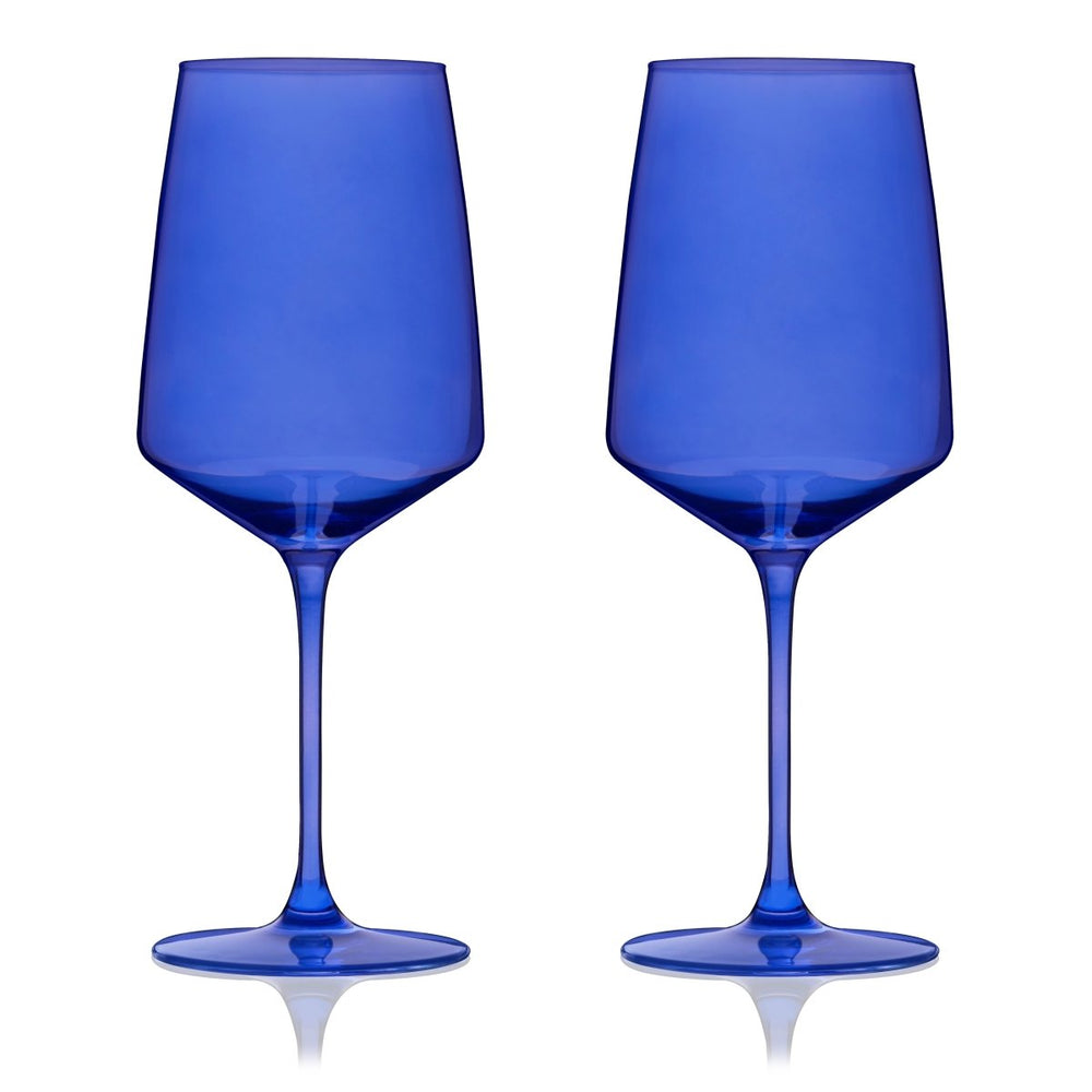 Viski Reserve Nouveau Crystal Wine Glasses in Cobalt, Set of 2 - lily & onyx