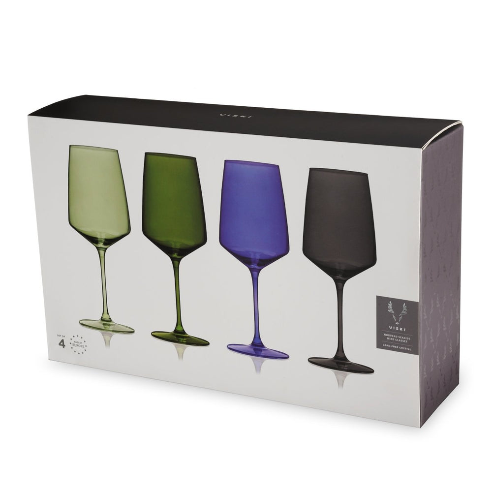 
                      
                        Viski Reserve Nouveau Crystal Wine Glasses in Seaside, Set of 4 - lily & onyx
                      
                    