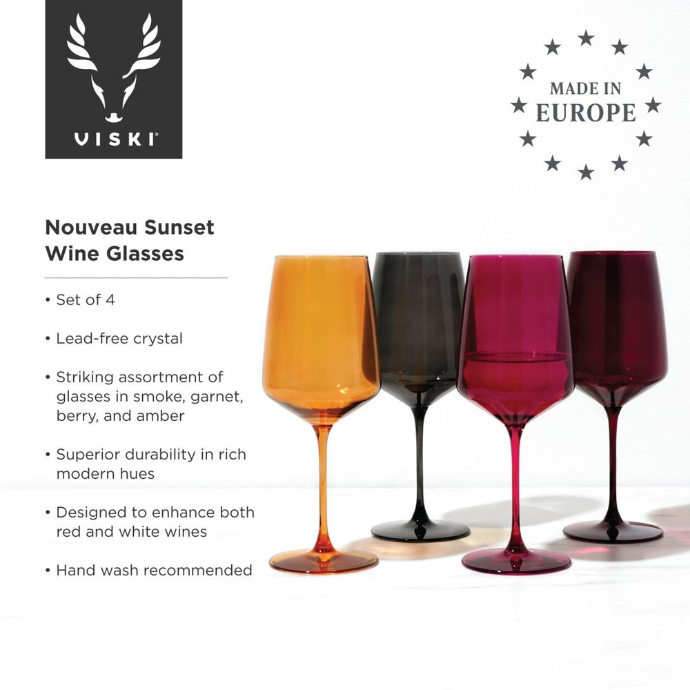 
                      
                        Viski Reserve Nouveau Crystal Wine Glasses in Sunset, Set of 4 - lily & onyx
                      
                    