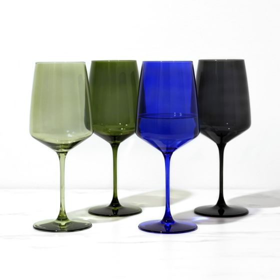 Reserve Nouveau Crystal Wine Glasses in Seaside, Set of 4
