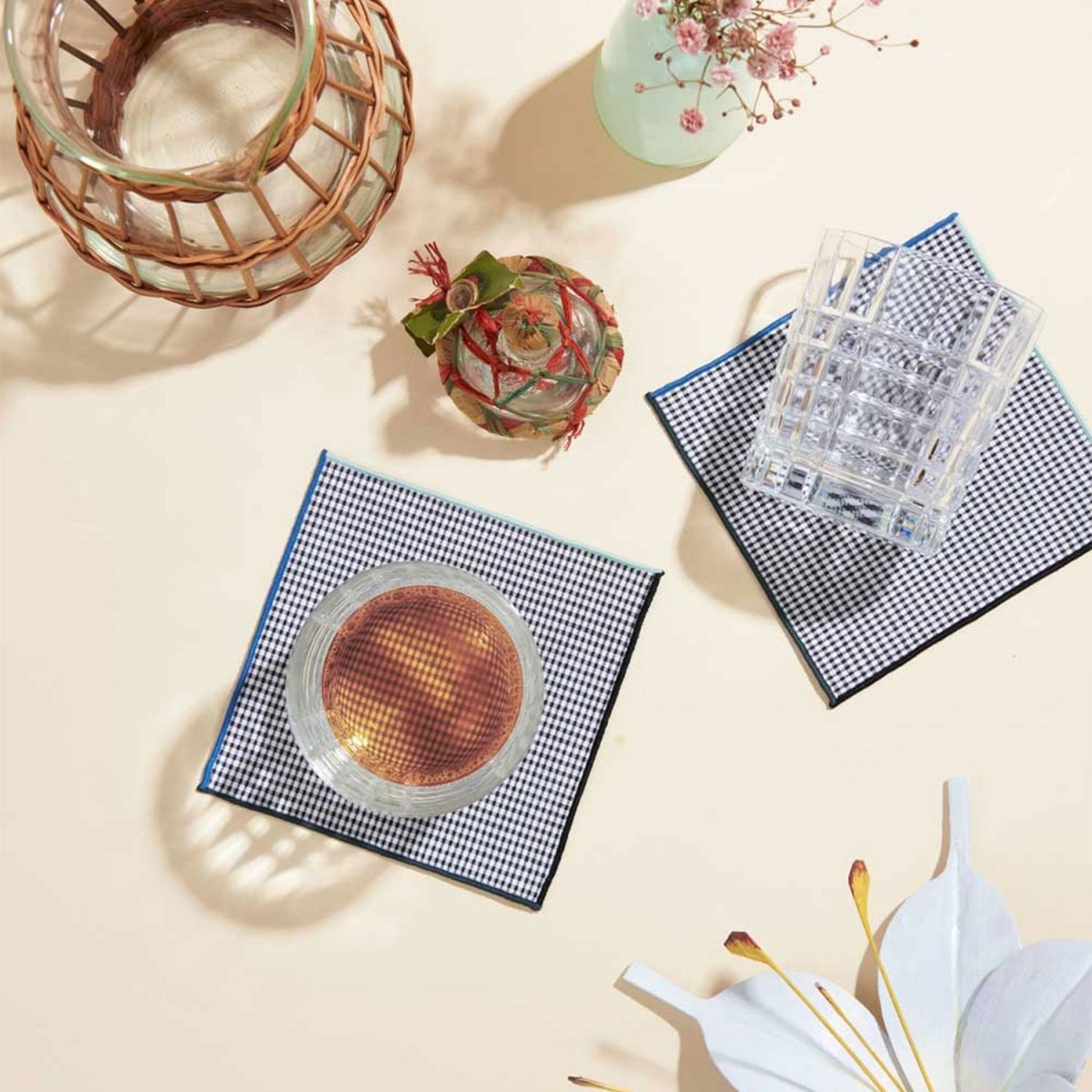 ATELIER SAUCIER Retro Gingham Cocktail Napkins | Set of 4 - lily & onyx