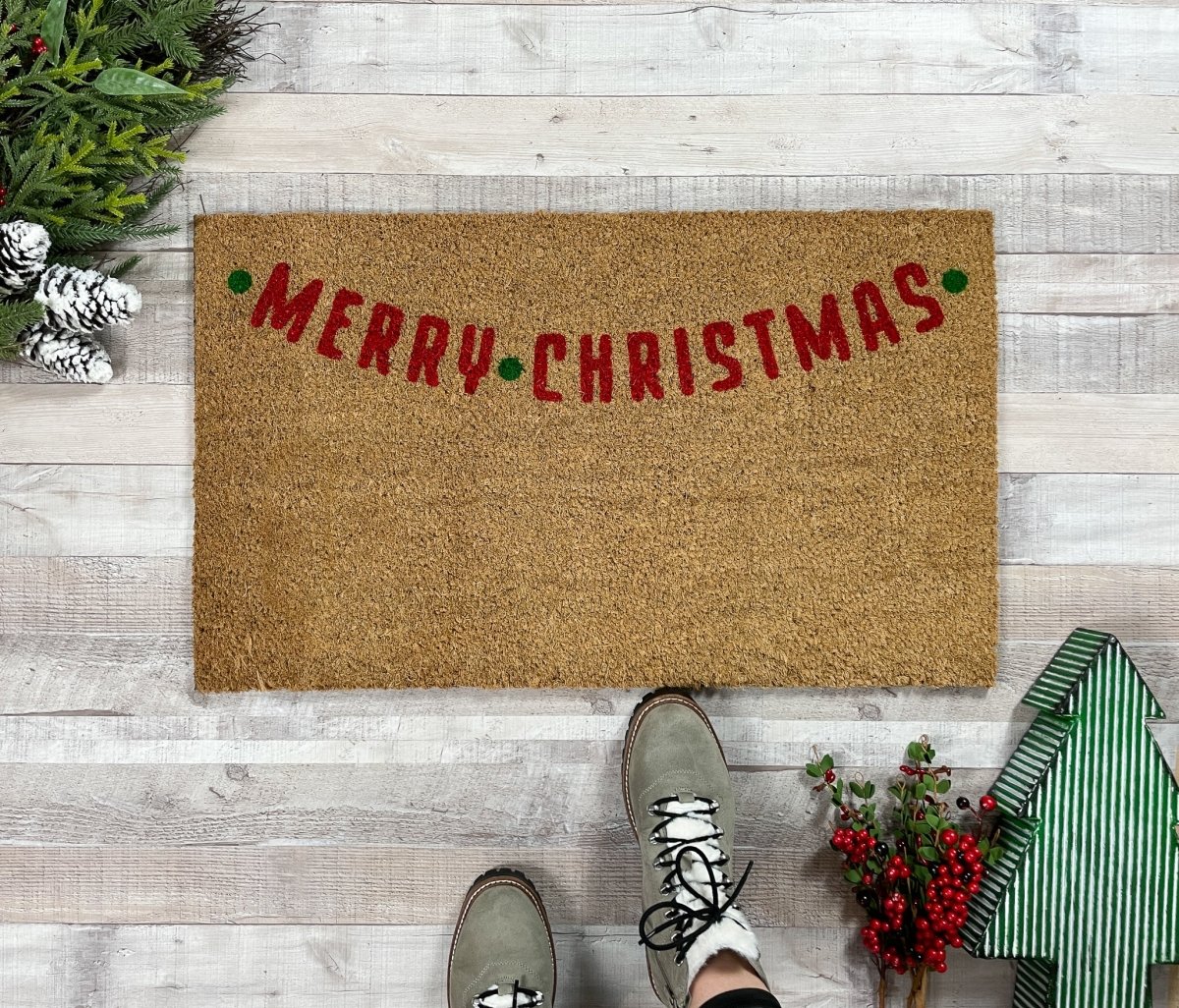 Nickel Designs Custom Doormats Retro Style Merry Christmas Doormat