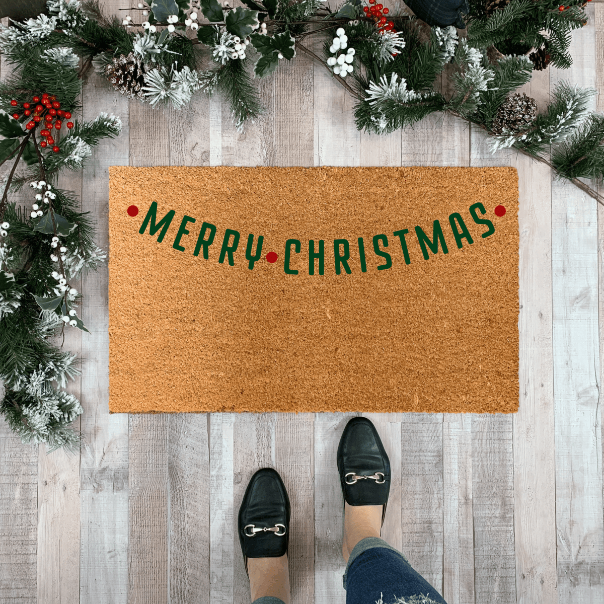 Nickel Designs Custom Doormats Retro Style Merry Christmas Doormat