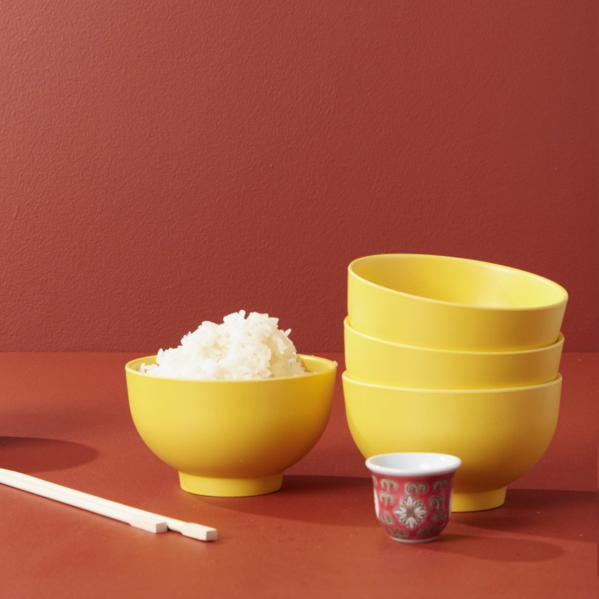 EKOBO Rice Bowl Set, Set of 4 - Lemon - lily & onyx