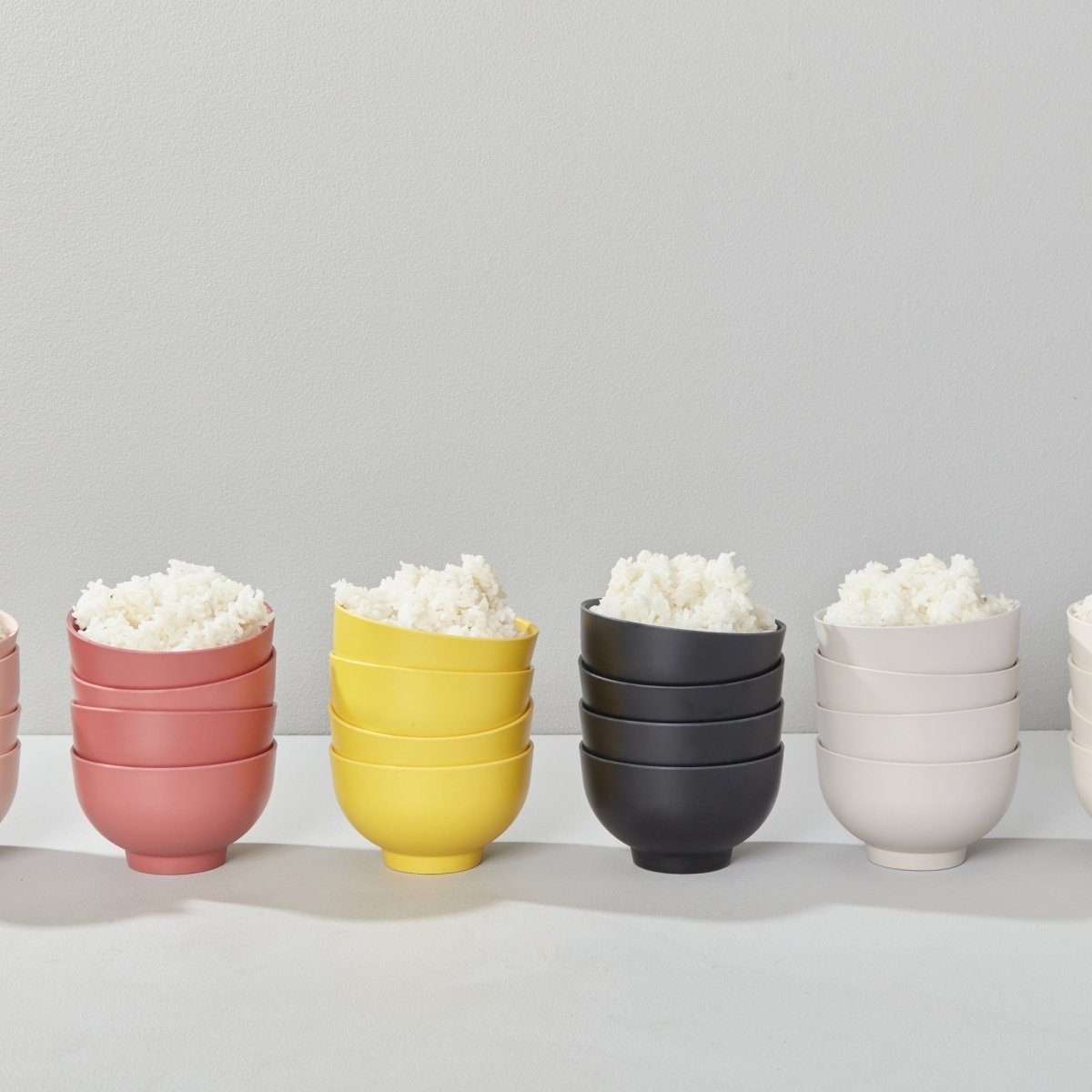 EKOBO Rice Bowl Set, Set of 4 - Stone - lily & onyx