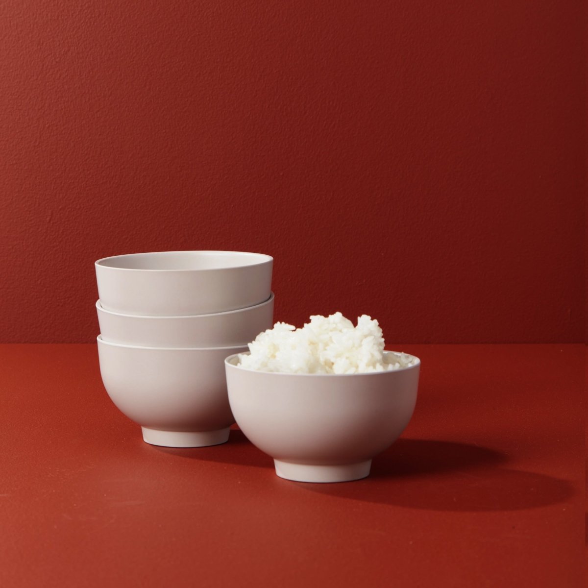 EKOBO Rice Bowl Set, Set of 4 - Stone - lily & onyx