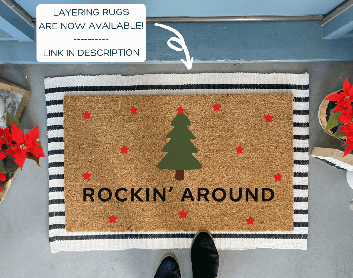 Nickel Designs Custom Doormats Rockin' Around Christmas Tree Doormat
