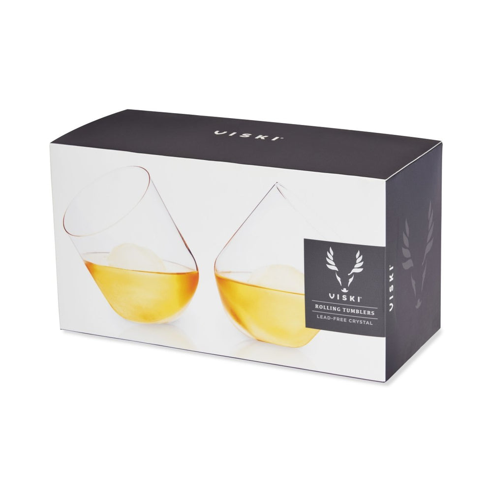 
                      
                        Viski Rolling Crystal Whiskey Tumblers, Set of 2
                      
                    