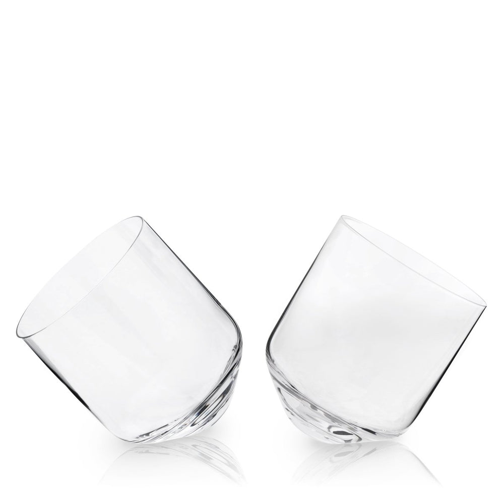 Viski Rolling Crystal Whiskey Tumblers, Set of 2