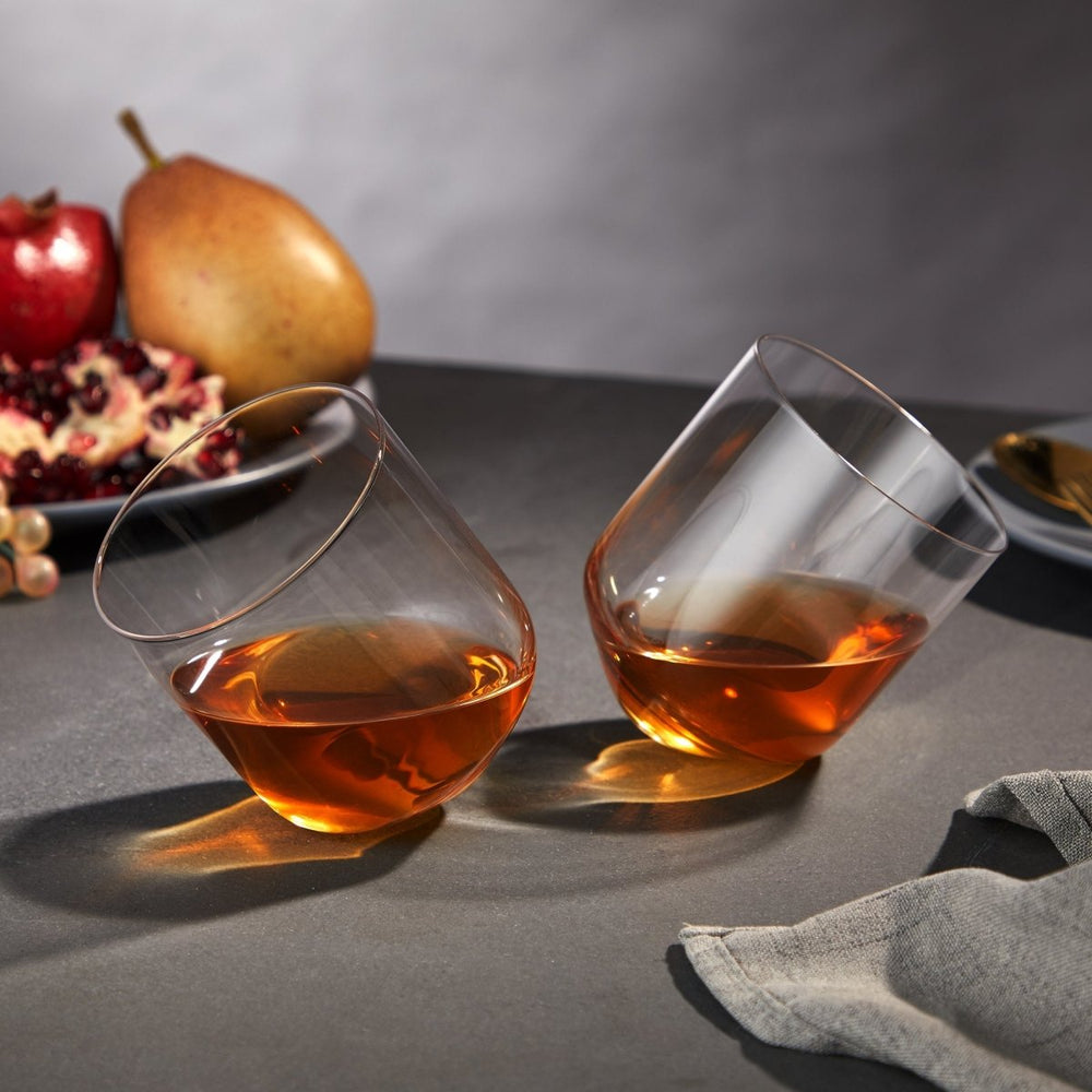 Viski Rolling Crystal Whiskey Tumblers, Set of 2