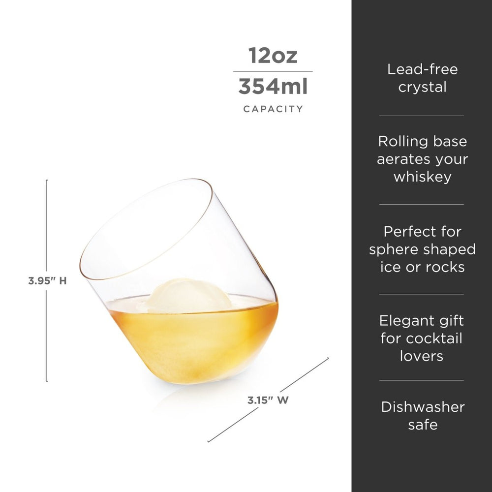 
                      
                        Viski Rolling Crystal Whiskey Tumblers, Set of 2
                      
                    