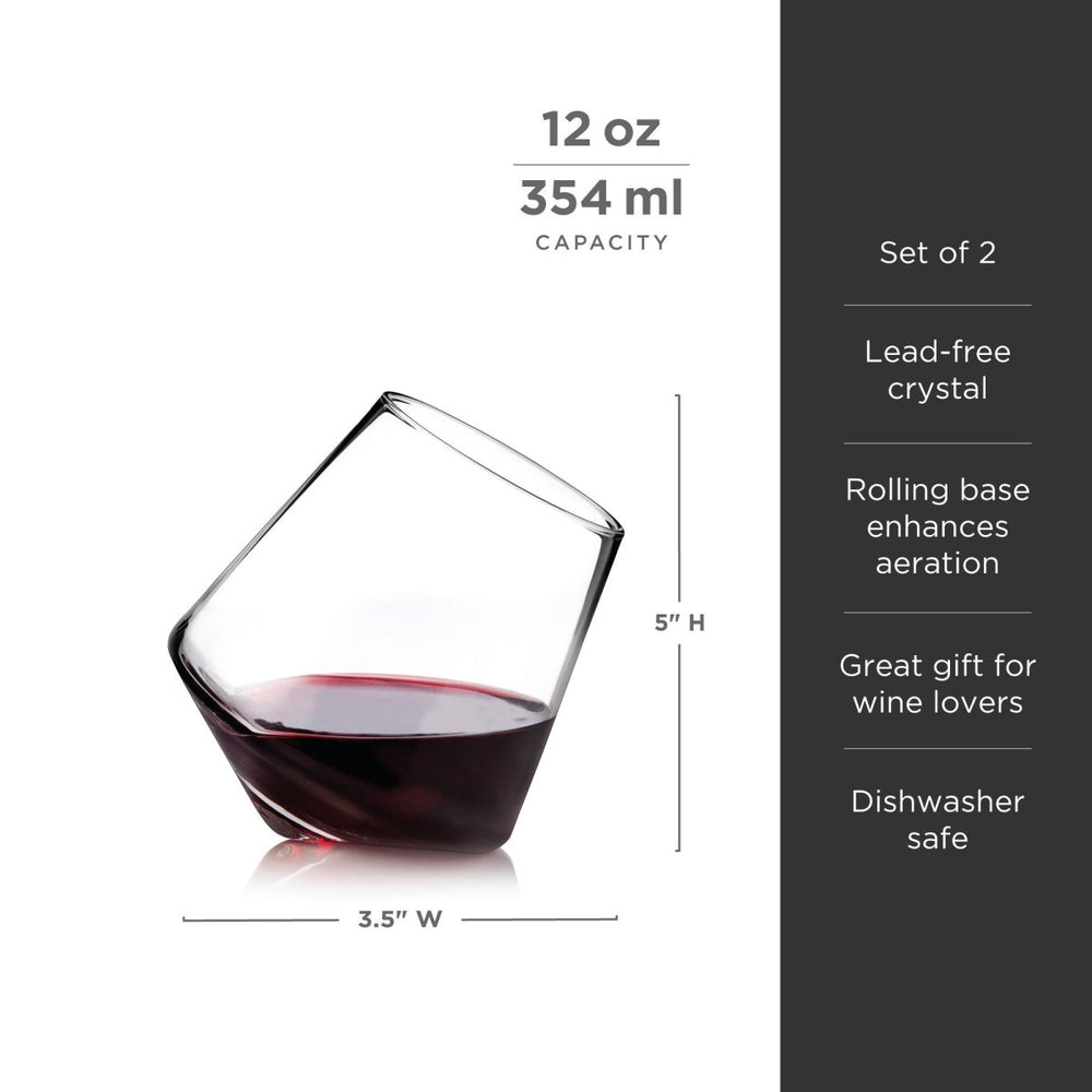 
                      
                        Viski Rolling Crystal Wine Glasses, Set of 2 - lily & onyx
                      
                    