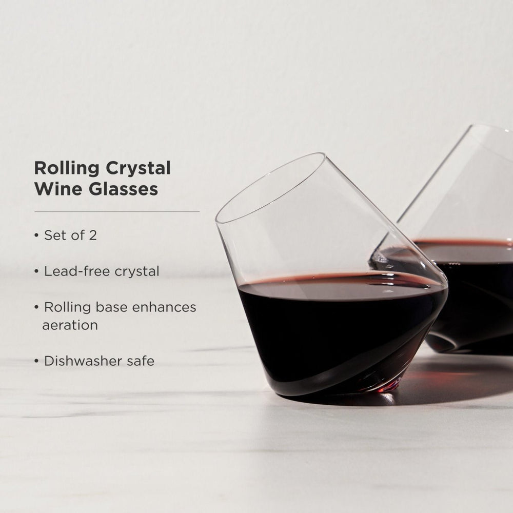 
                      
                        Viski Rolling Crystal Wine Glasses, Set of 2 - lily & onyx
                      
                    