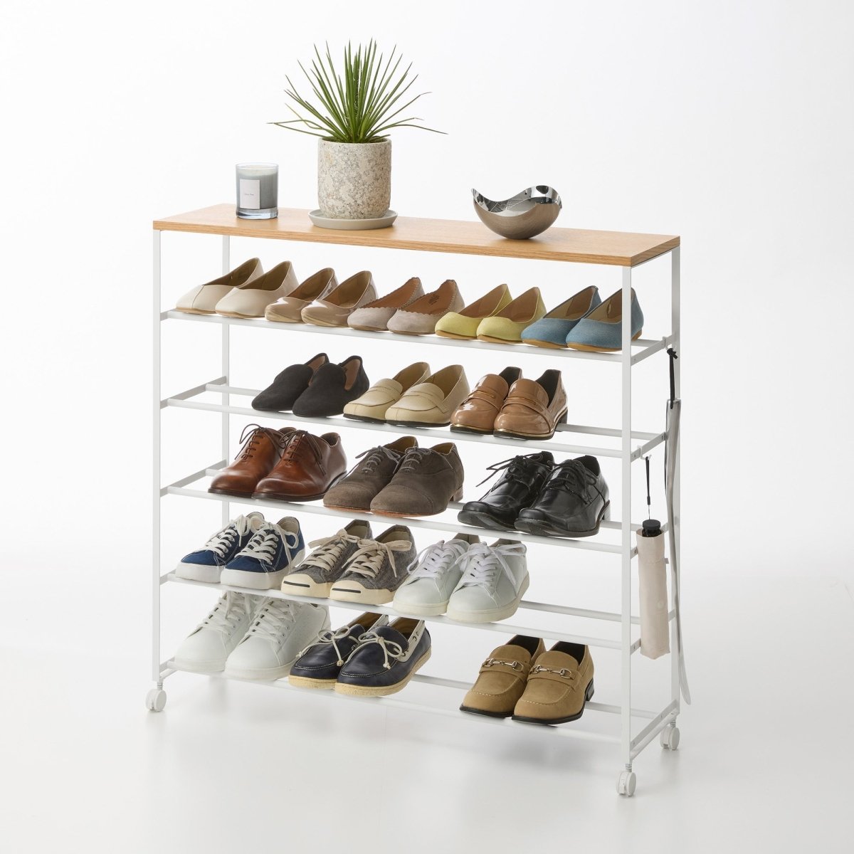 Yamazaki Home Rolling Five - Tier Steel Shoe Rack - lily & onyx