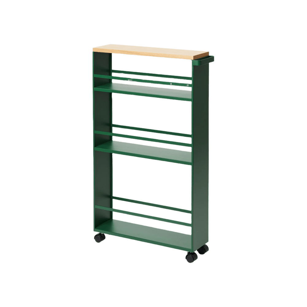 Yamazaki Home Rolling Slim Steel Storage Cart, 32" H - Forest Green - lily & onyx