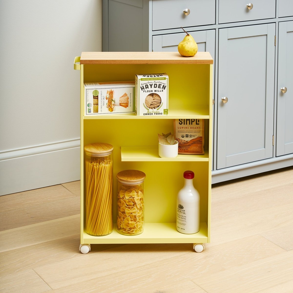 Yamazaki Home Rolling Steel Storage Cart, 27" H - Yellow Pear - lily & onyx