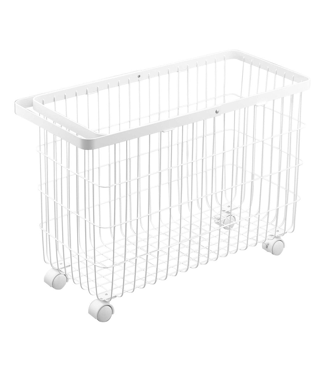 Yamazaki Home Rolling Wire Laundry Basket, 14.8" H - lily & onyx