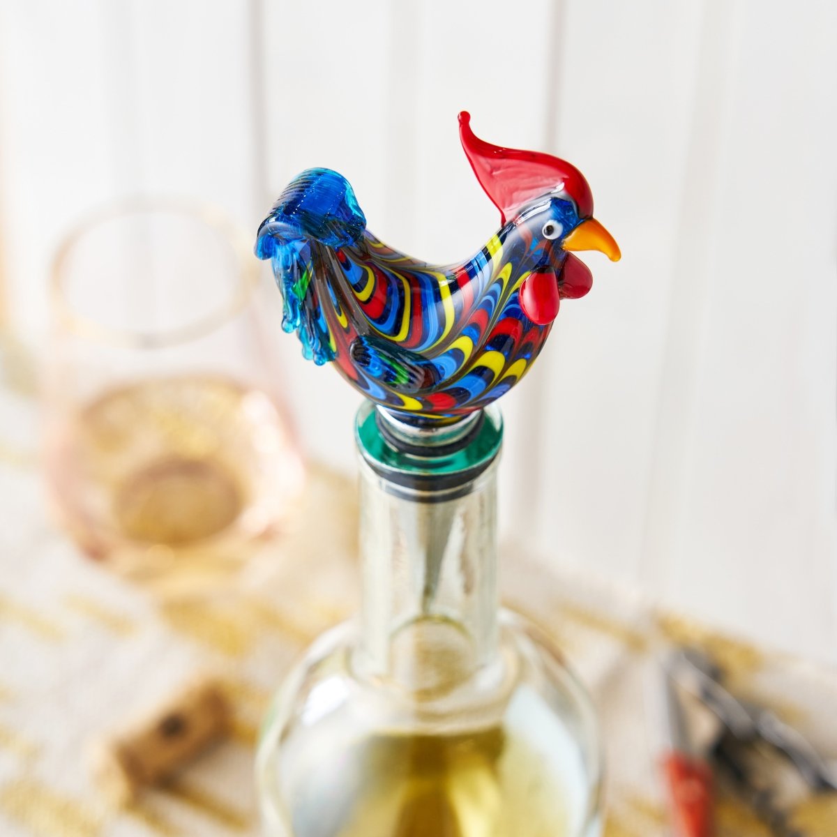 Twine Living Rooster Glass Bottle Stopper - lily & onyx