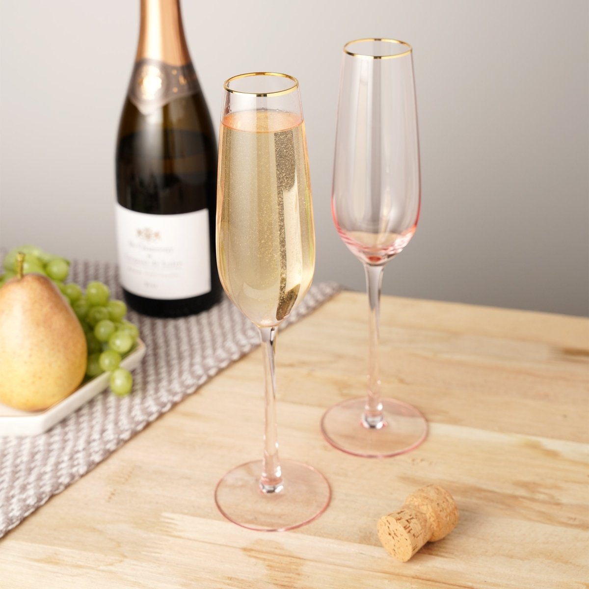 Twine Living Rose Crystal Champagne Flutes, Set of 2 - lily & onyx