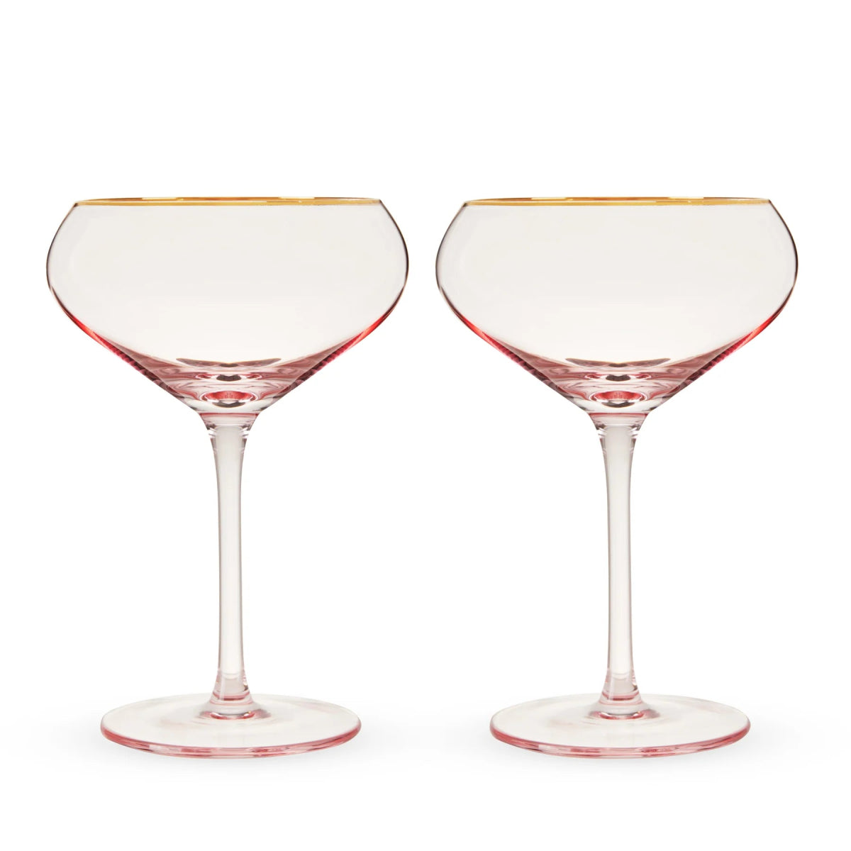 Twine Living Rose Crystal Coupe Glasses with Gold Rim, Set of 2 - lily & onyx