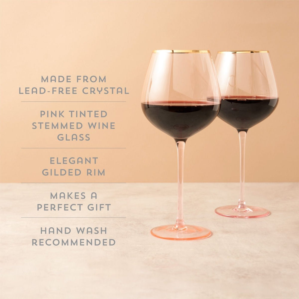 
                      
                        Twine Living Rose Crystal Red Wine Glass, Set of 2 - lily & onyx
                      
                    