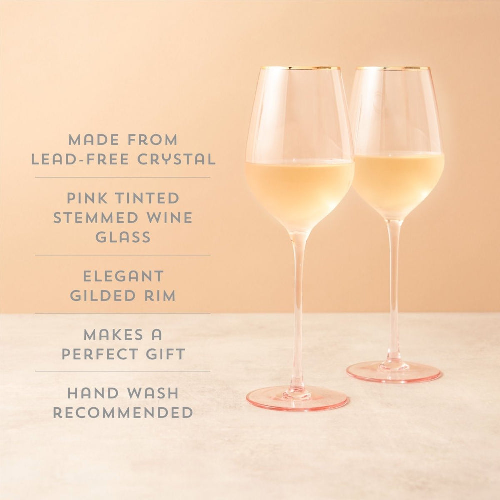 
                      
                        Twine Living Rose Crystal White Wine Glass, Set of 2 - lily & onyx
                      
                    