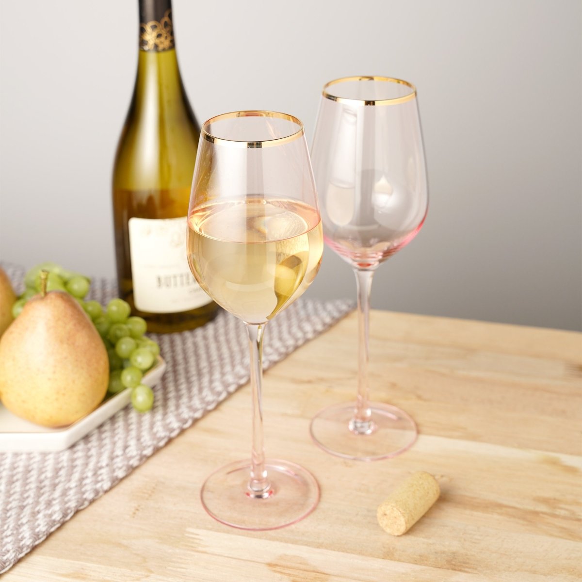 Twine Living Rose Crystal White Wine Glass, Set of 2 - lily & onyx