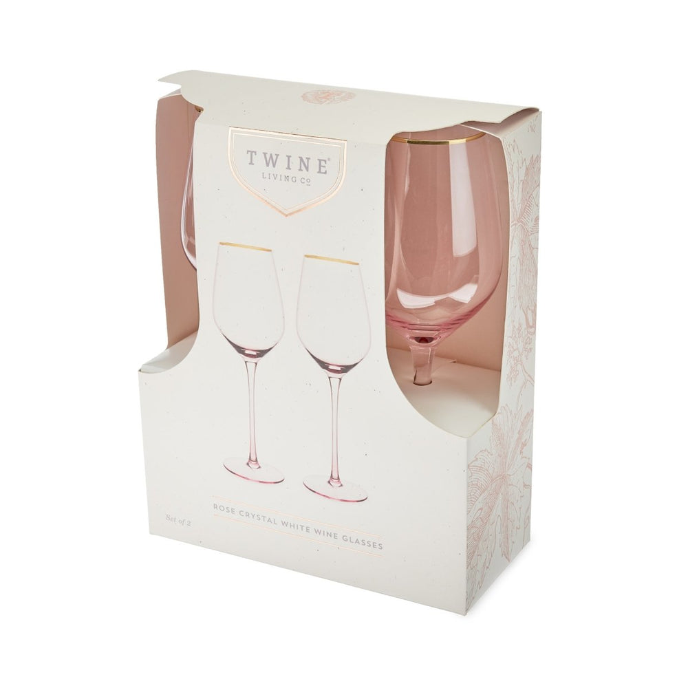 
                      
                        Twine Living Rose Crystal White Wine Glass, Set of 2 - lily & onyx
                      
                    