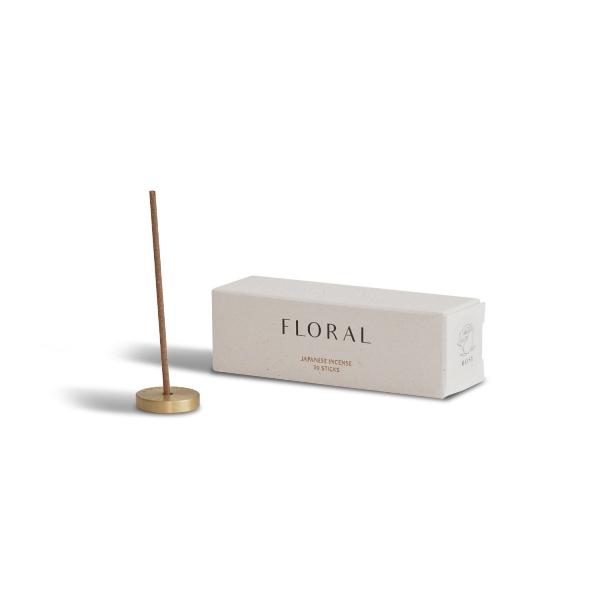 CEDAR AND MYRRH Rose Japanese Incense Stick Set with Brass Holder – 30 Sticks - lily & onyx