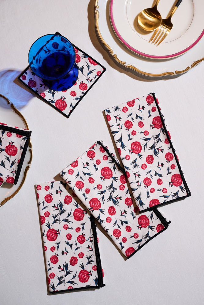 ATELIER SAUCIER Rose Rouge Napkins | Set of 4 - lily & onyx