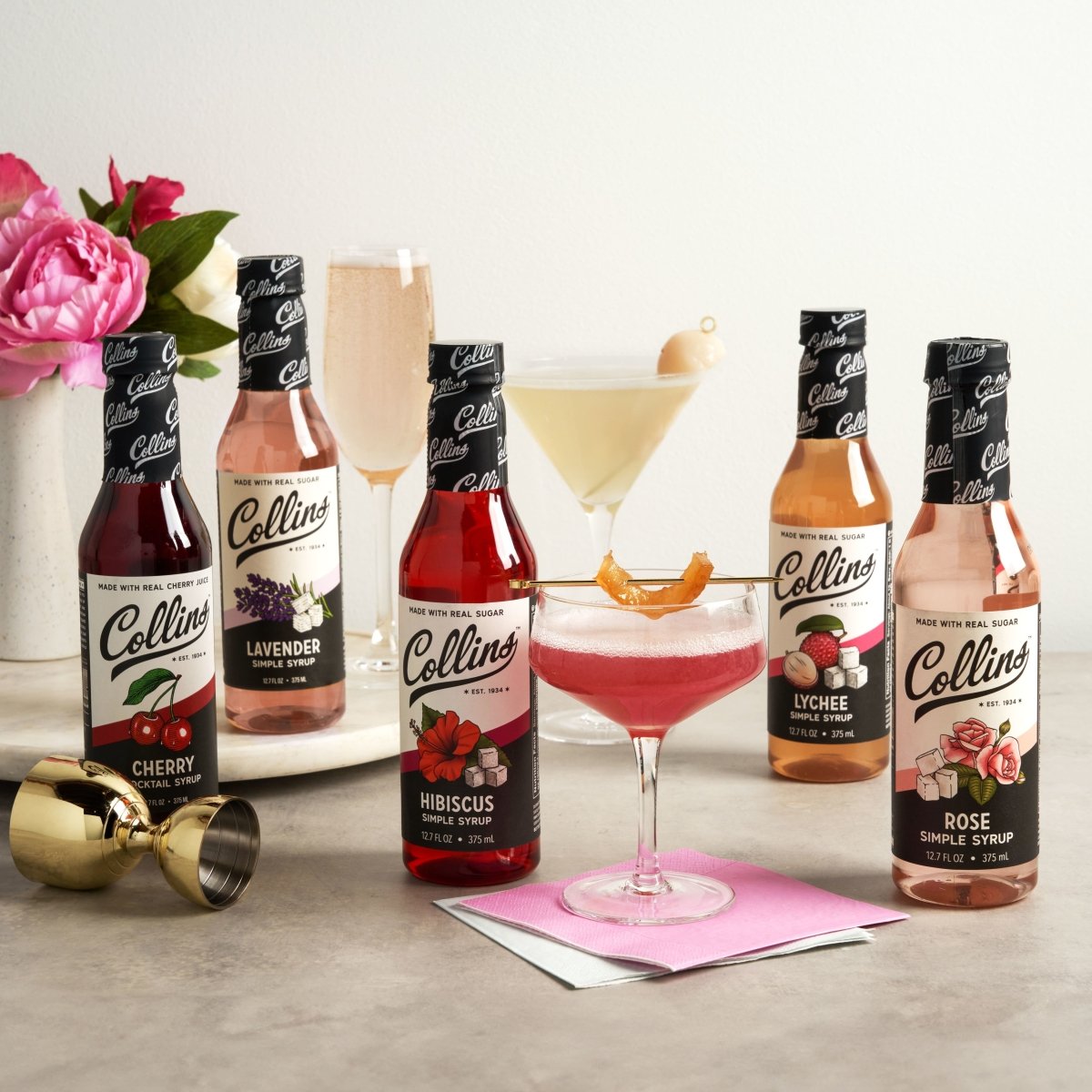 Collins Rose Simple Syrup, 12.7 oz - lily & onyx
