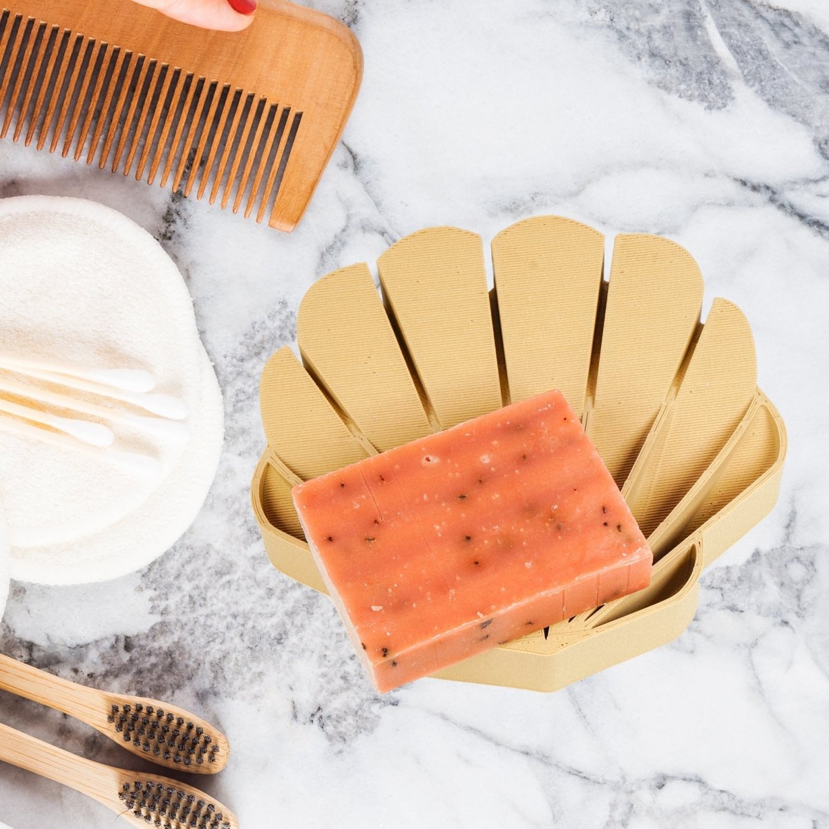 Rosebud HomeGoods 3D Printed Seashell Soap Dish with Drainage - Eco - Friendly PLA