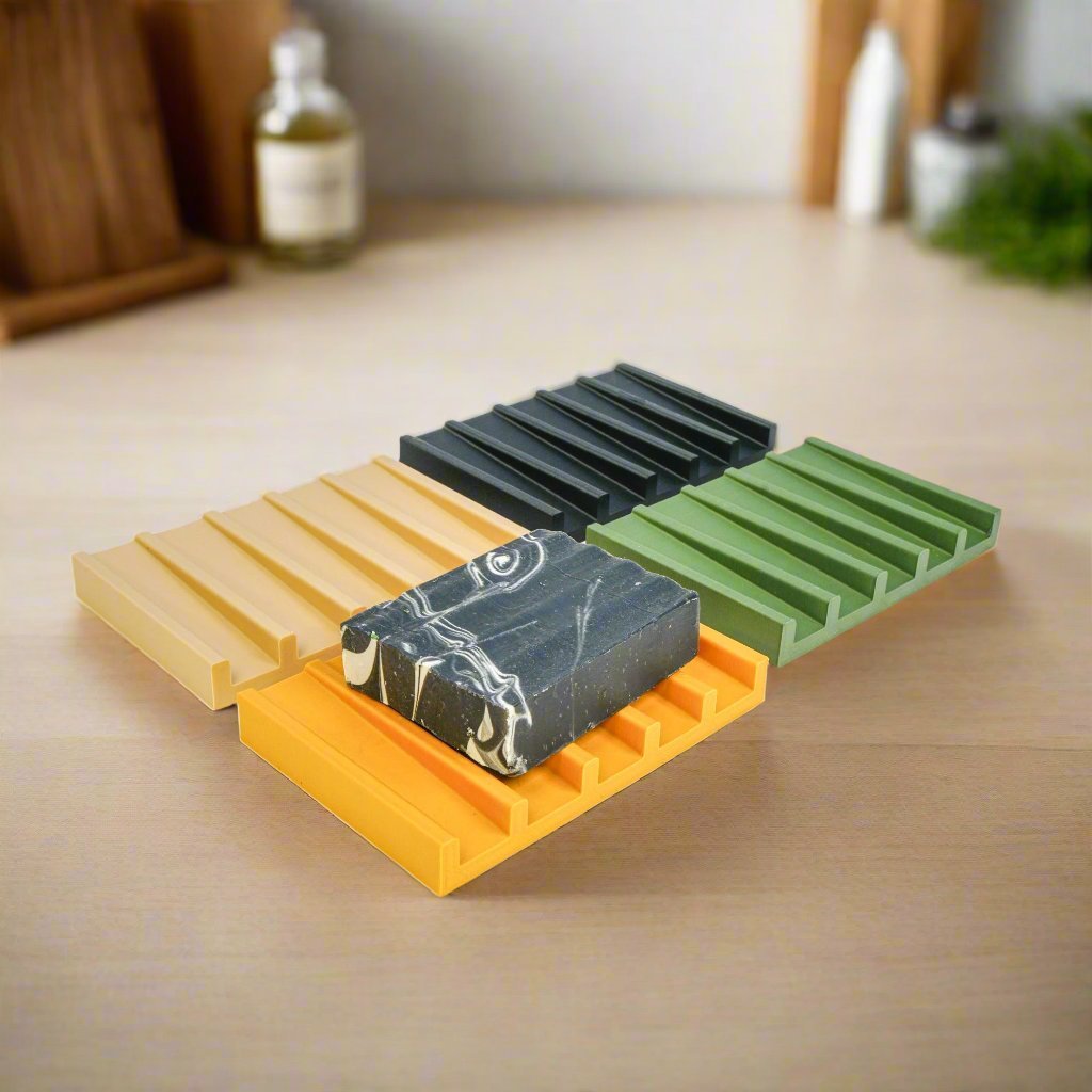 Rosebud HomeGoods Ribbed 3D Printed Soap Dish with Drainage - PLA Eco - Friendly